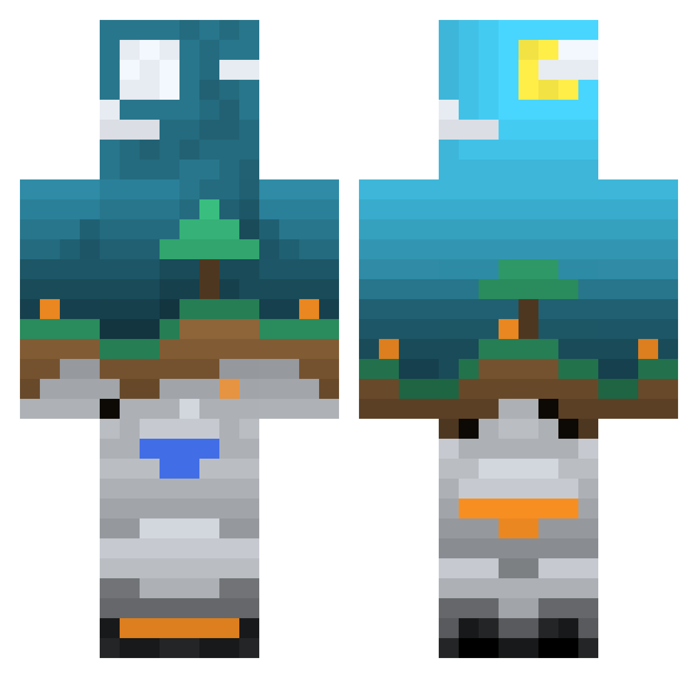 Accel Minecraft skin, front and back view