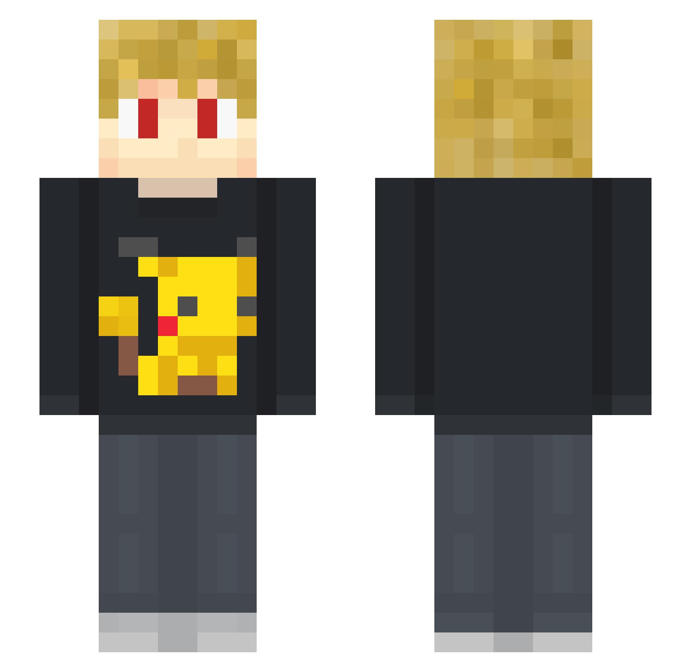 Grubify Minecraft skin, front and back view