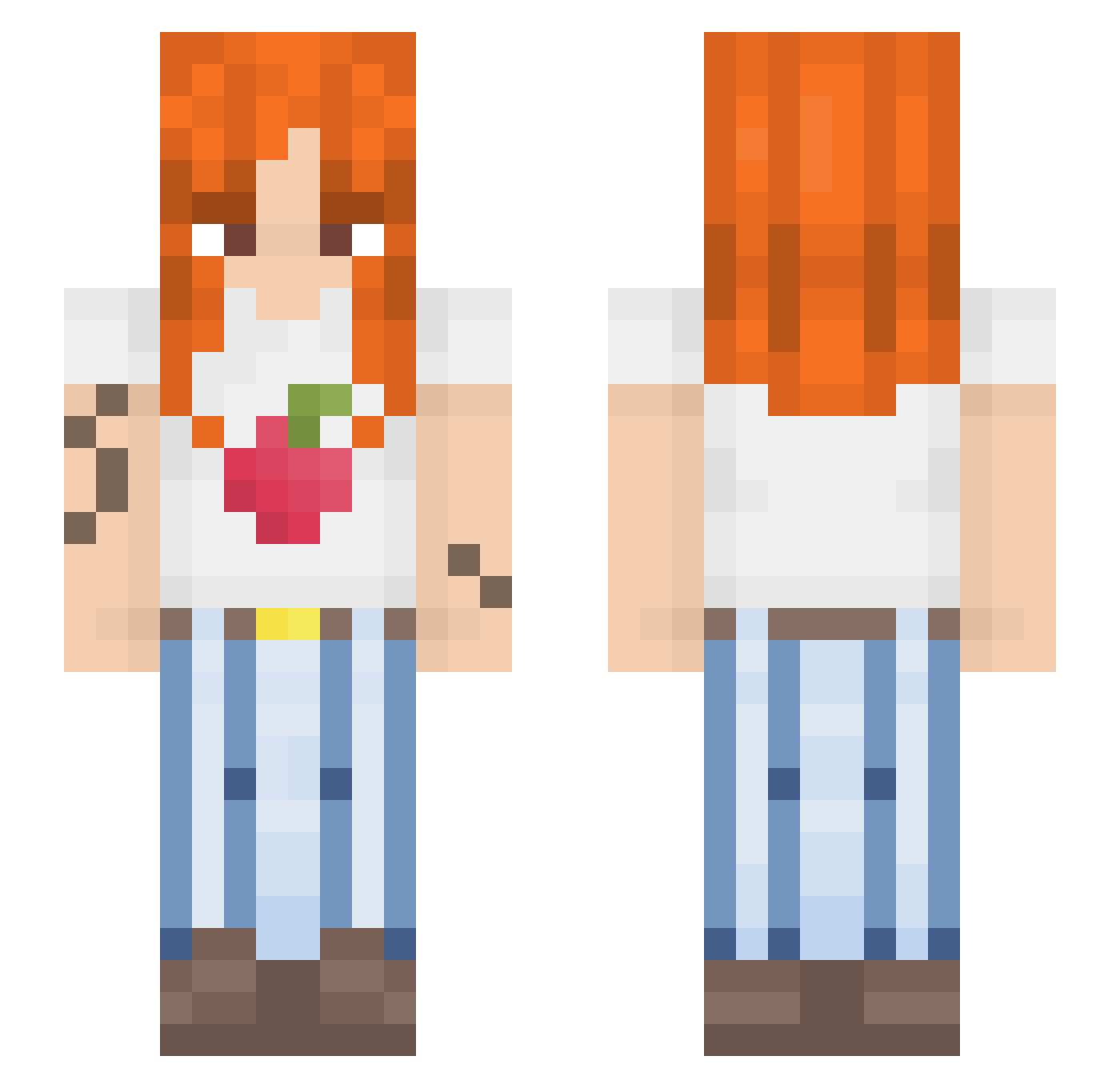 ZatteRenee Minecraft skin, front and back view