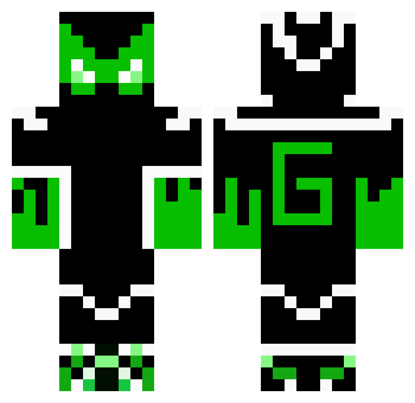 blaqqrokkstar Minecraft skin, front and back view