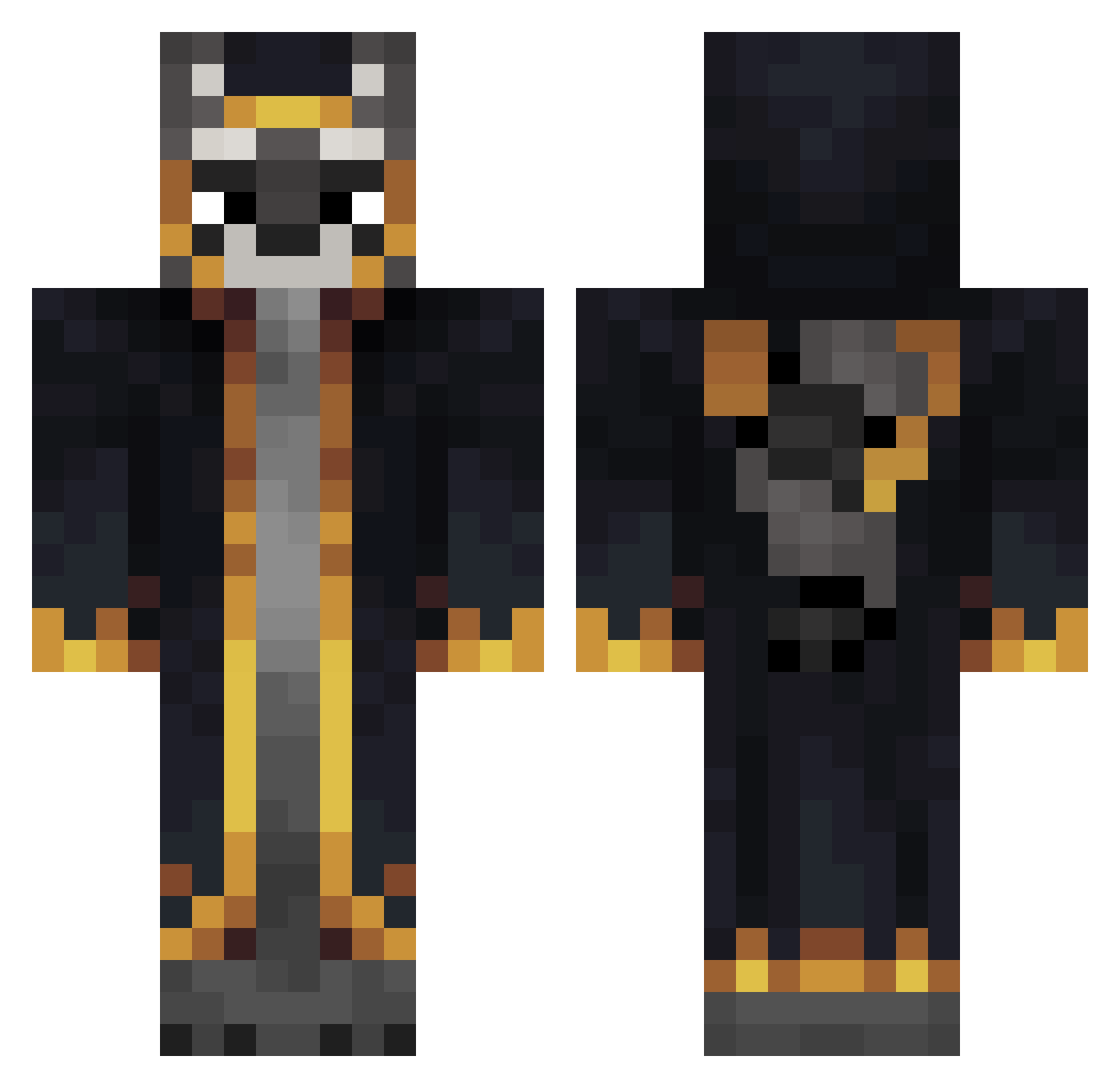 SzopPralka Minecraft skin, front and back view