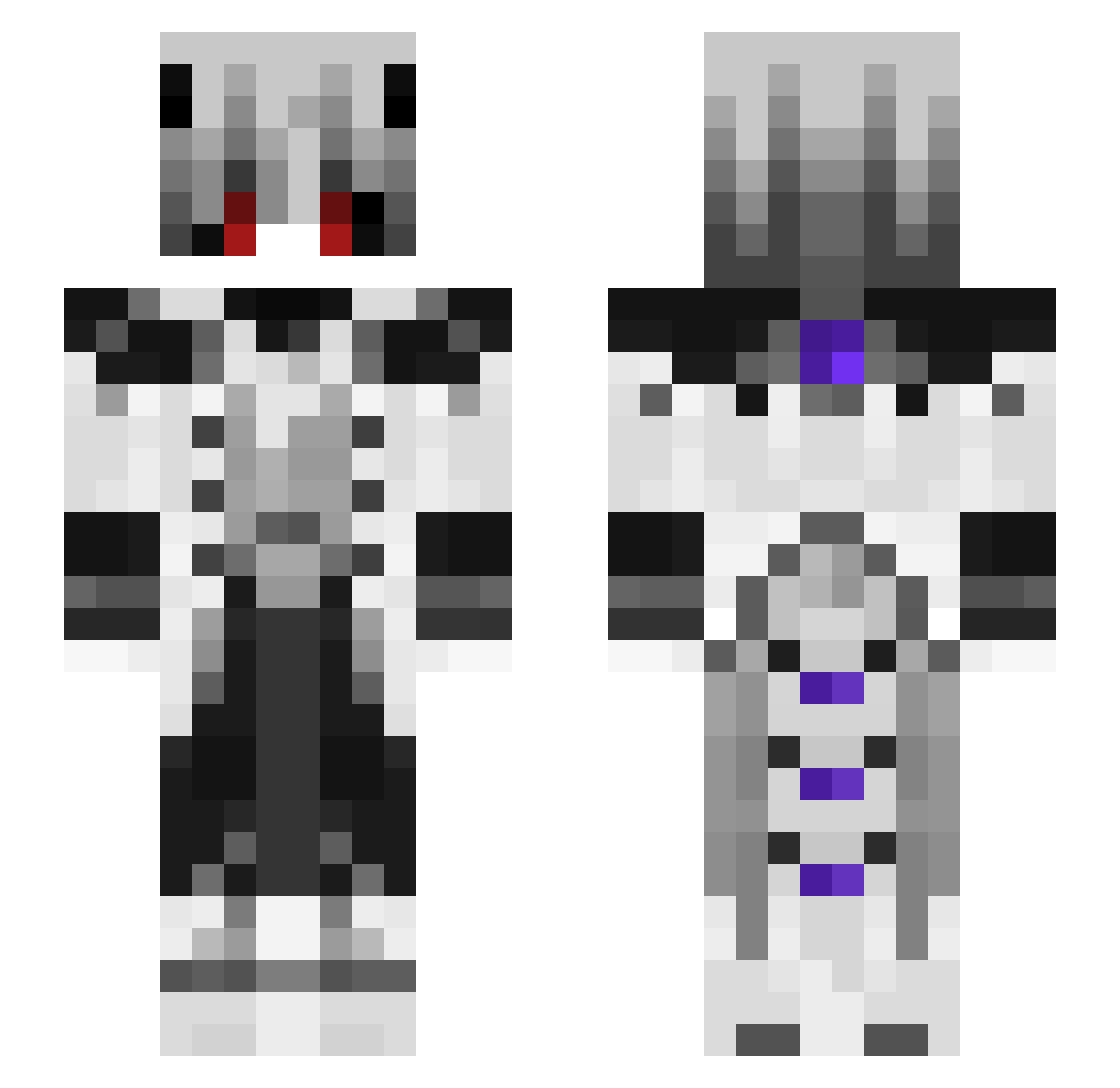 Taartarus Minecraft skin, front and back view