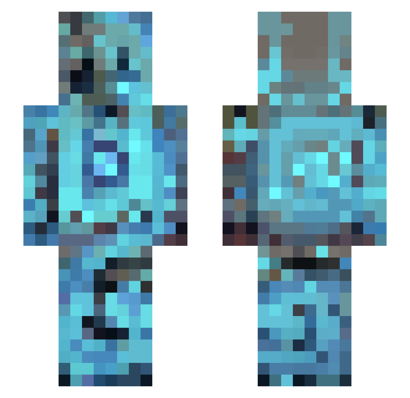 QuestionableBoi Minecraft skin, front and back view