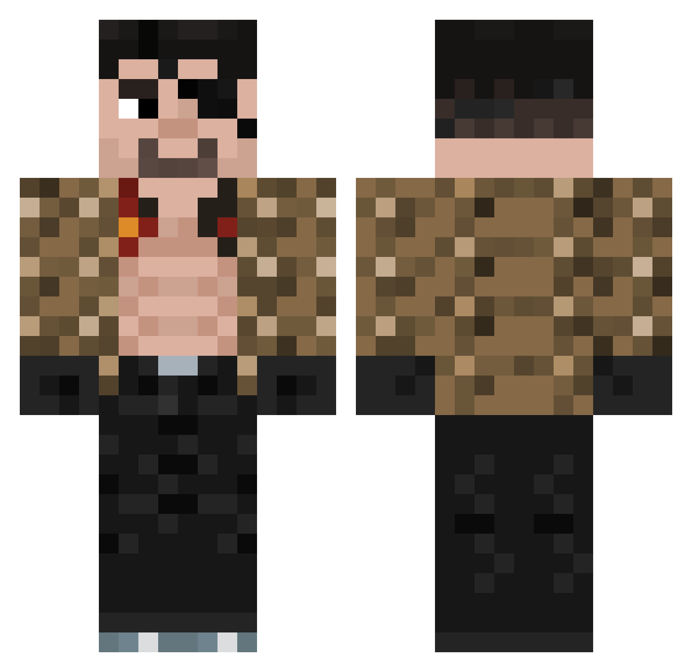 Zoxsa Minecraft skin, front and back view