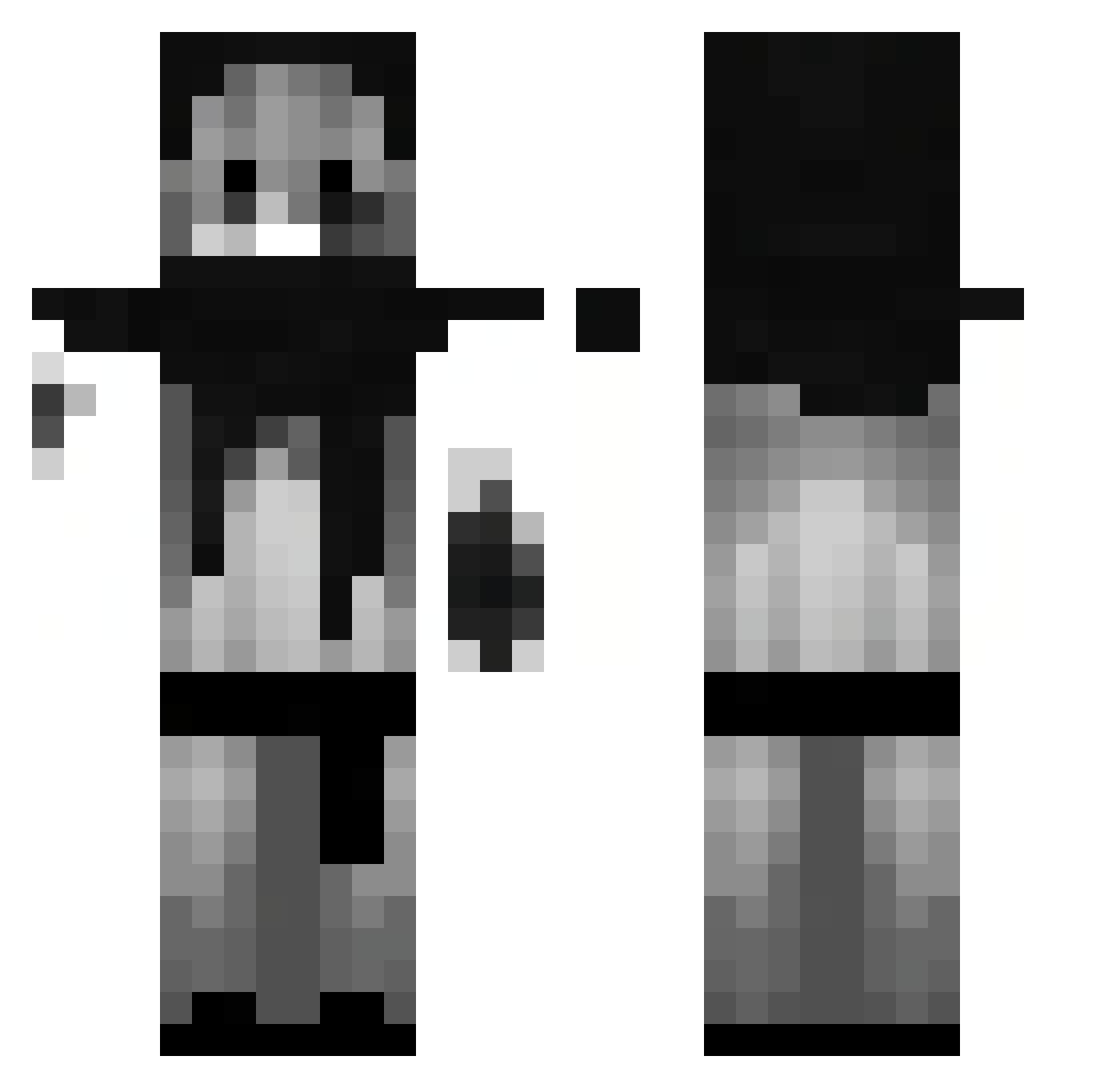 Negutive Minecraft skin, front and back view