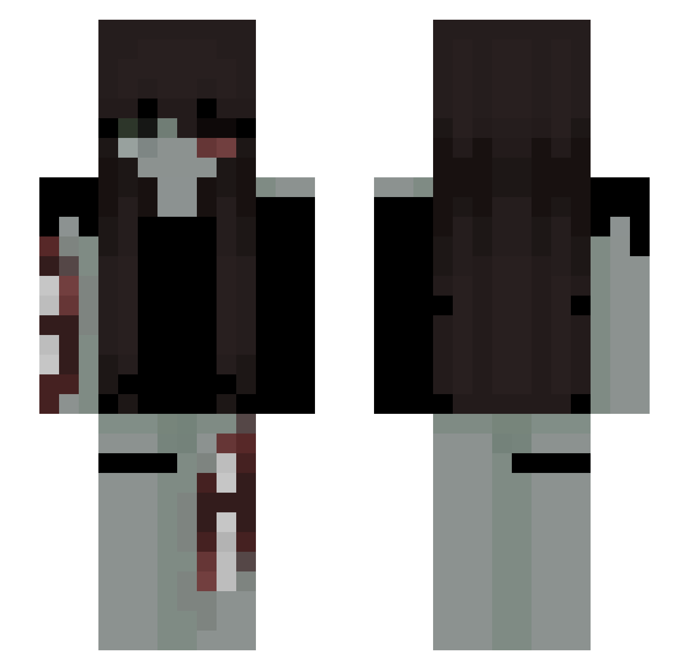 LittleRarityy Minecraft skin, front and back view