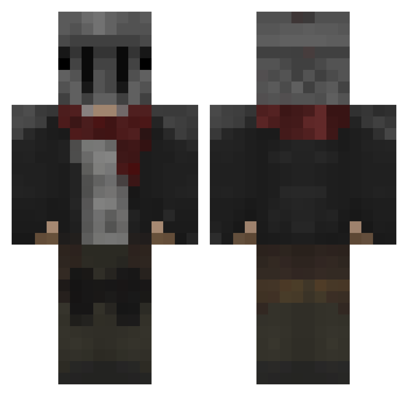 uncivilness Minecraft skin, front and back view