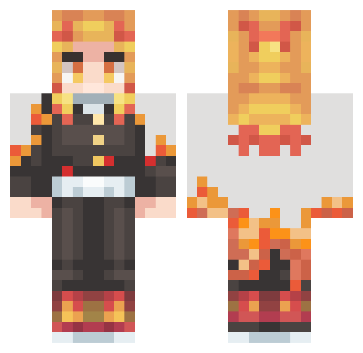 NitsuDZN Minecraft skin, front and back view
