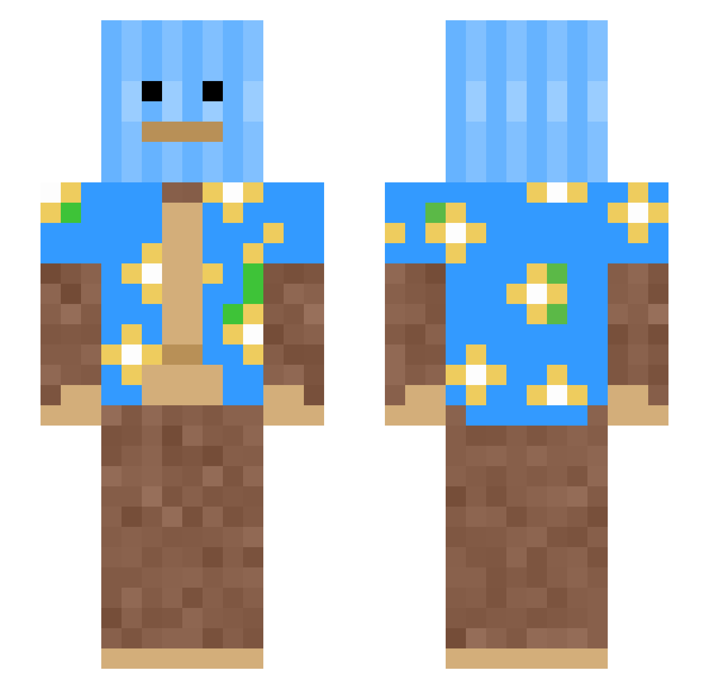 SkiiMaskTheSG Minecraft skin, front and back view
