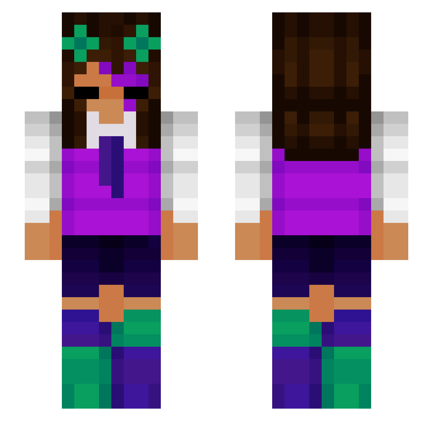 Kloverized Minecraft skin, front and back view