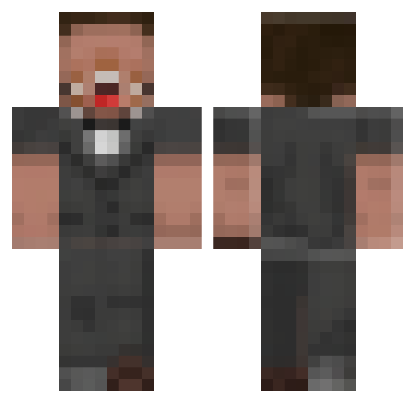 AliArvas Minecraft skin, front and back view