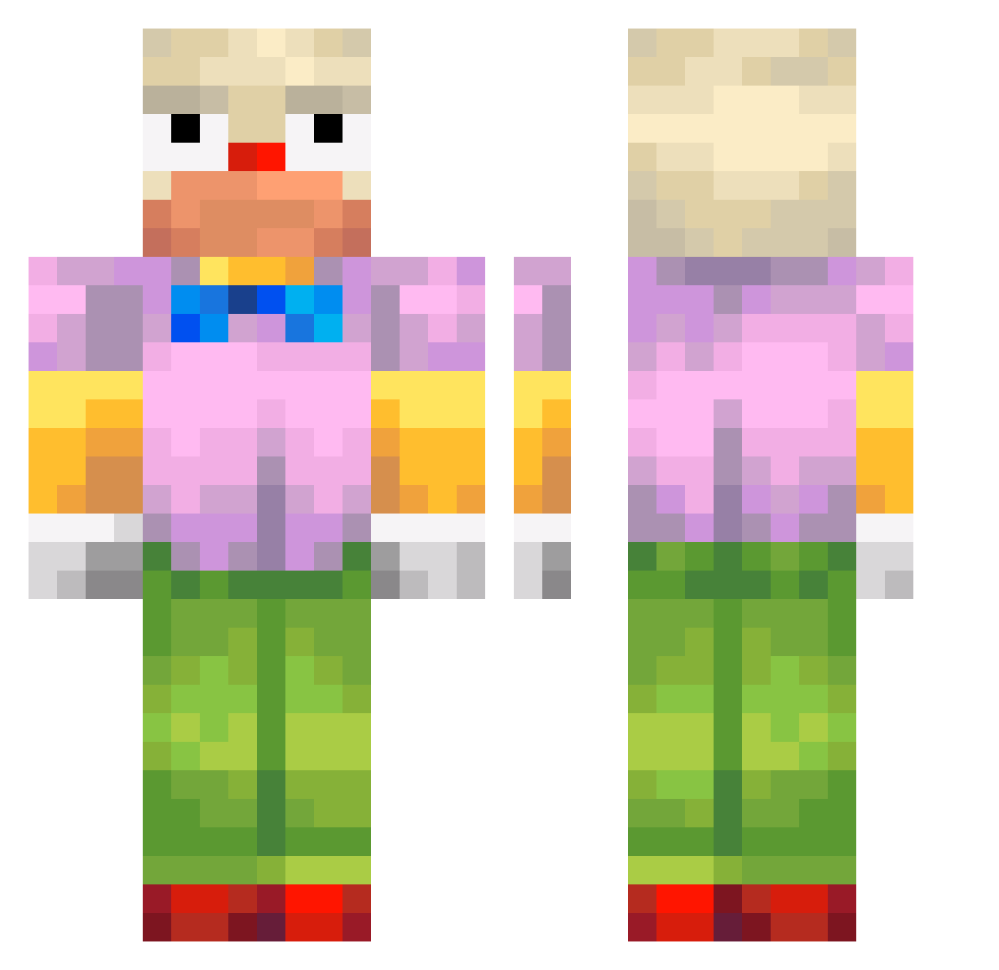 zGreencorn Minecraft skin, front and back view