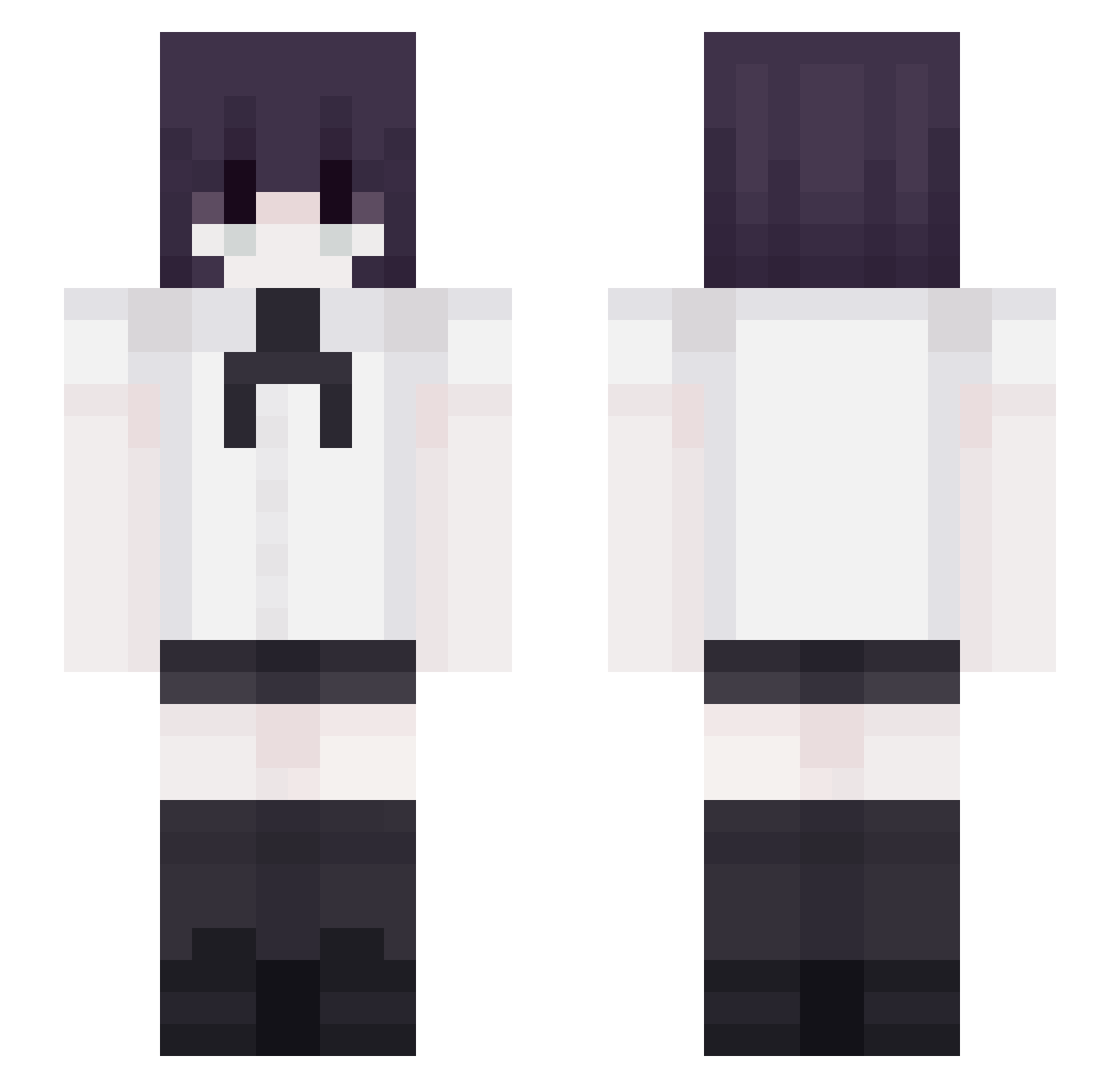 Abcvxzj Minecraft skin, front and back view
