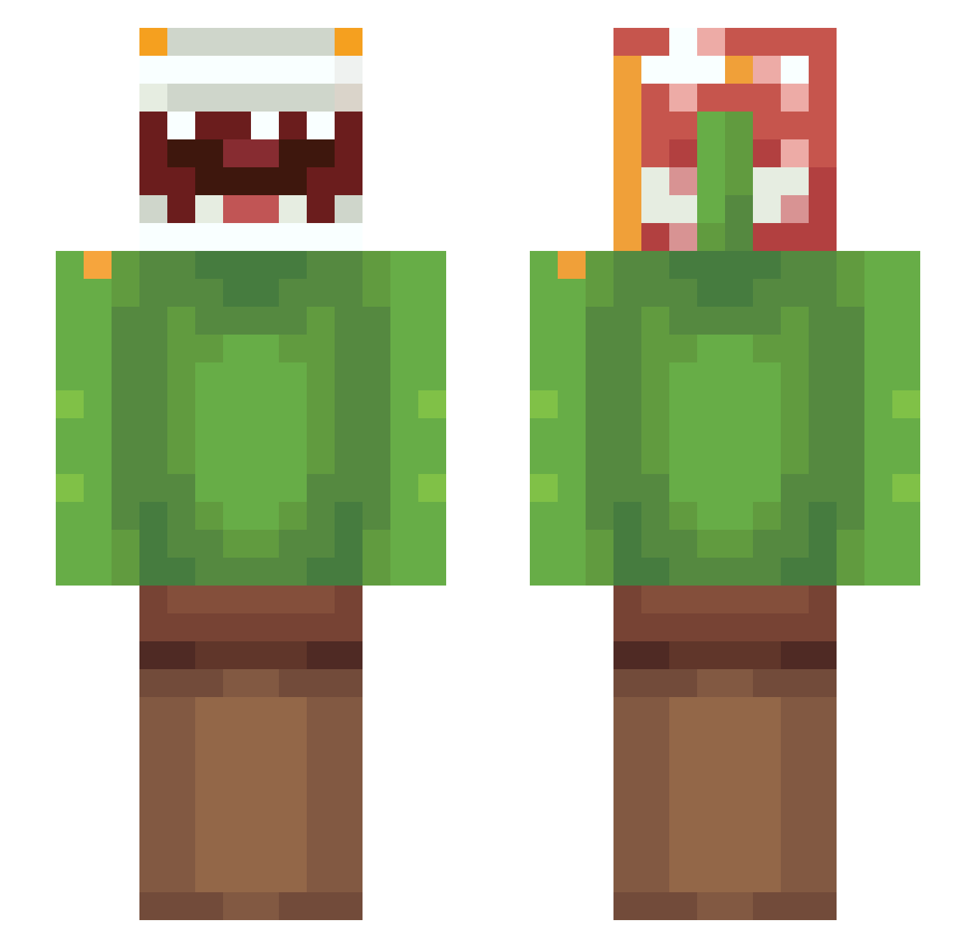Hawkweed Minecraft skin, front and back view