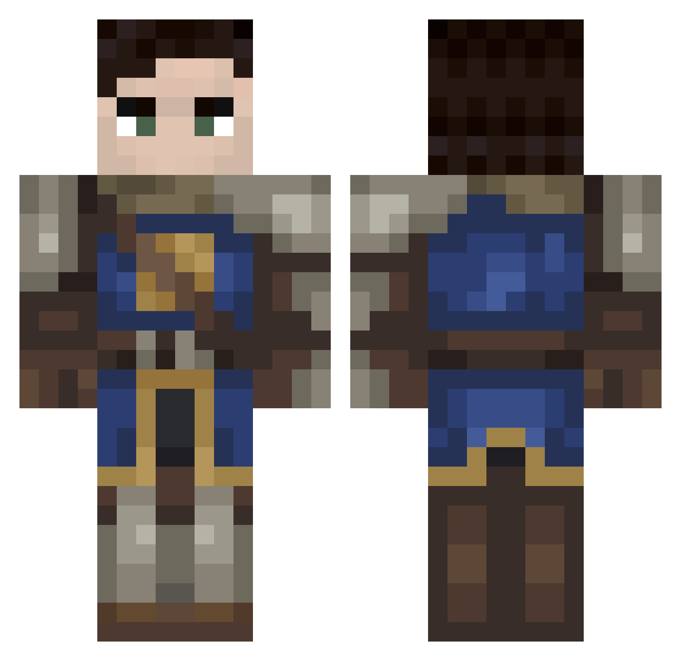Grobar1 Minecraft skin, front and back view