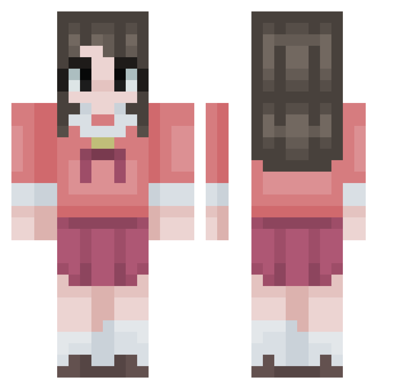 OneScalyAss Minecraft skin, front and back view