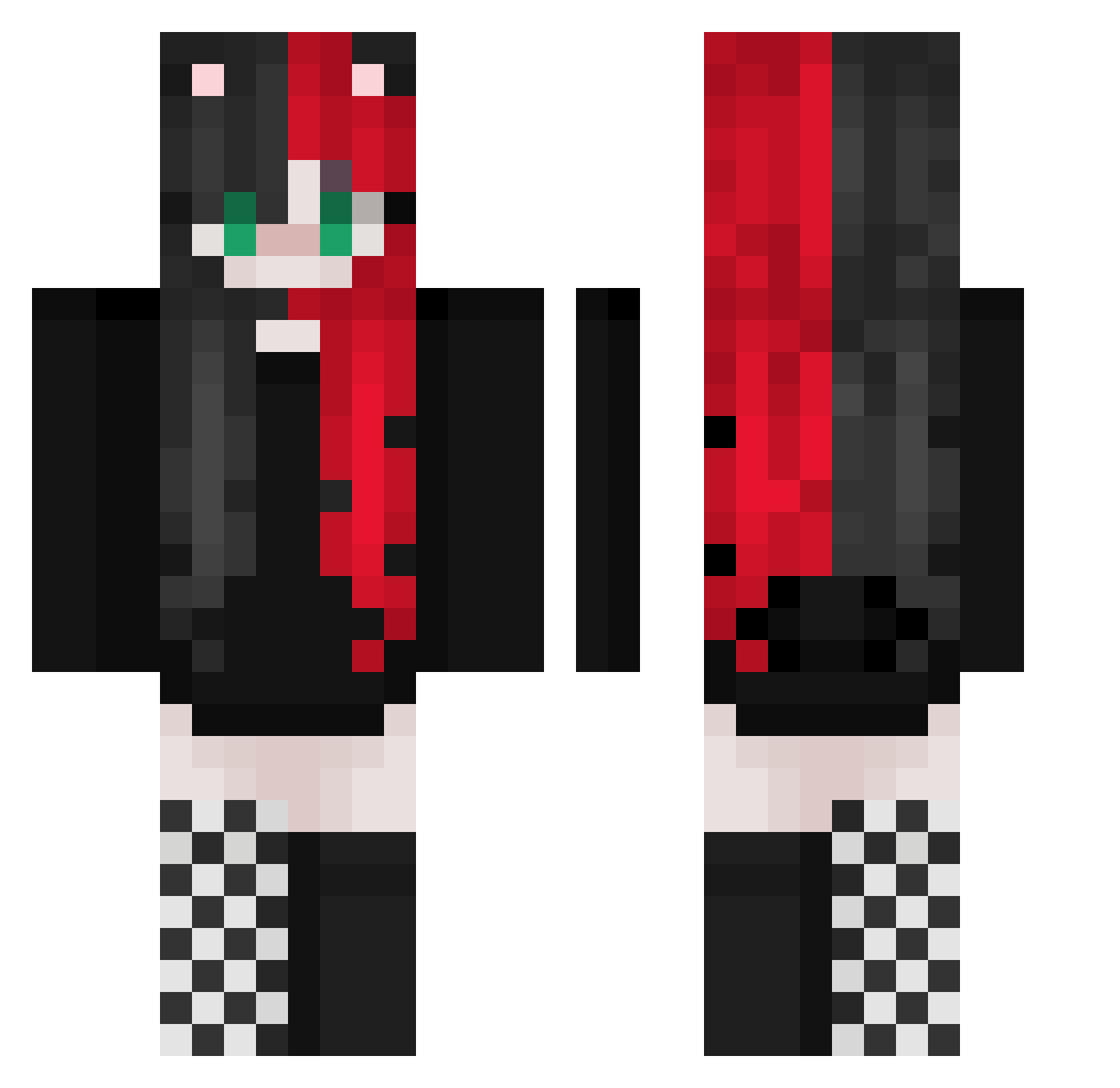 XXcrazyFoolishXX Minecraft skin, front and back view