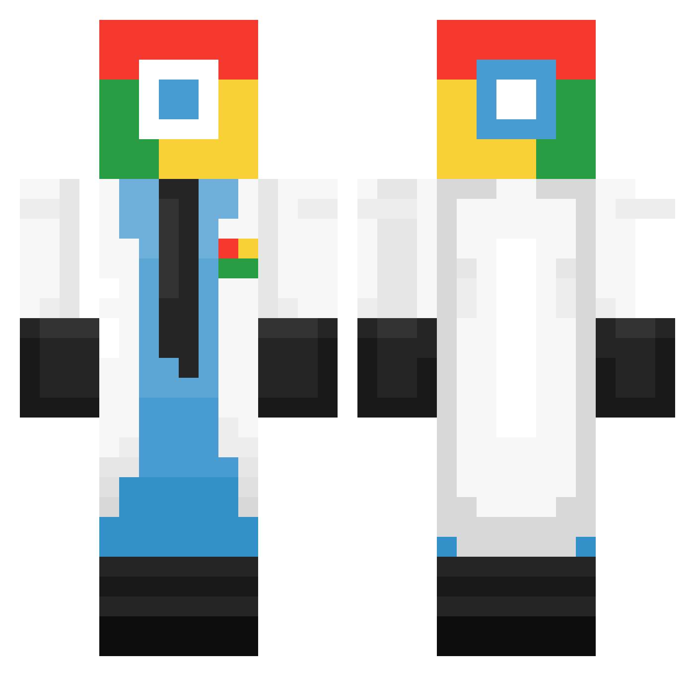 Fanman Minecraft skin, front and back view