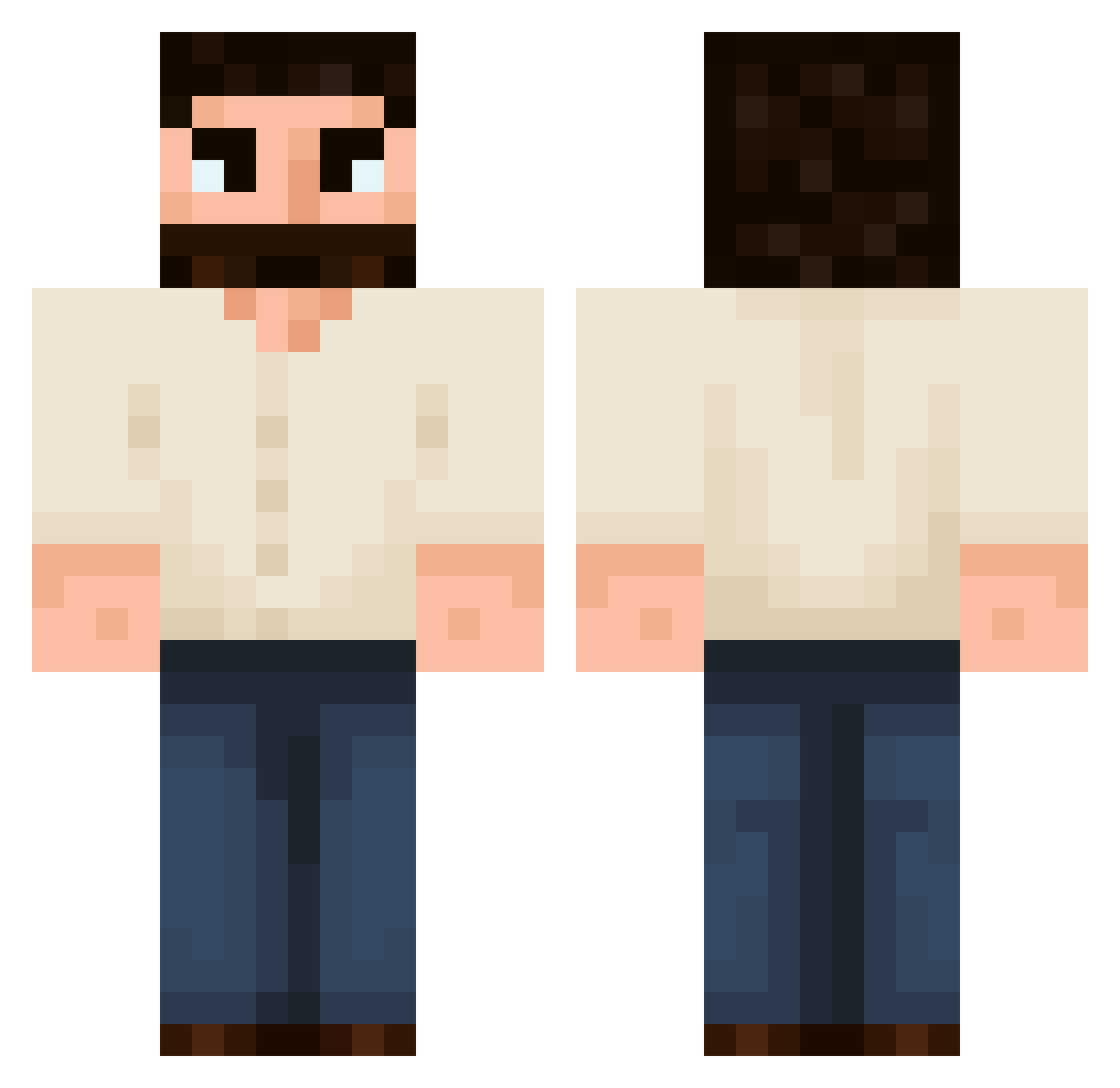zrcn Minecraft skin, front and back view