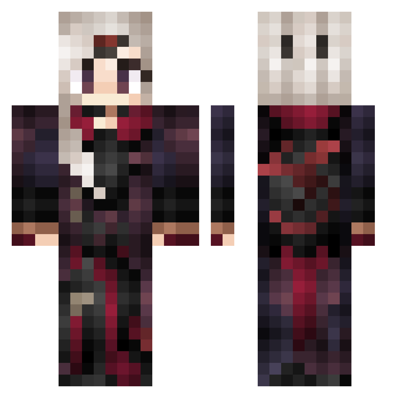 Catizinha Minecraft skin, front and back view