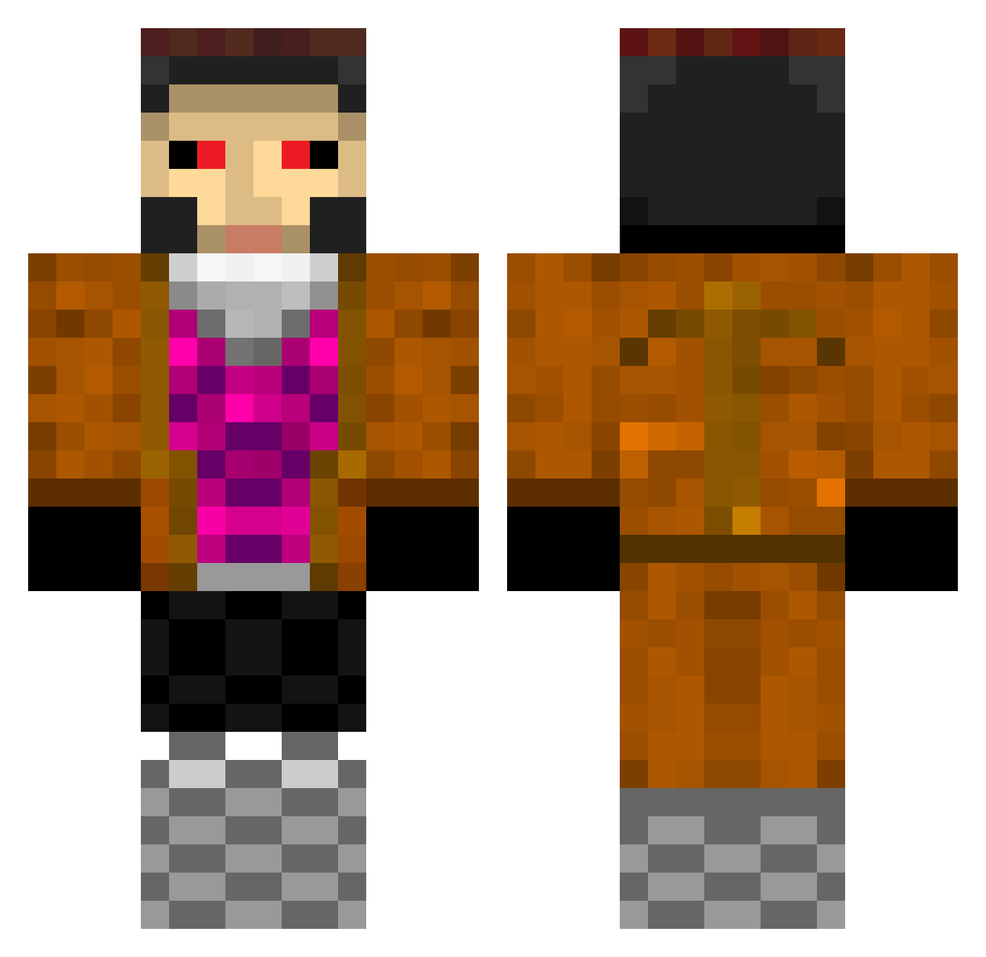 Accessless Minecraft skin, front and back view