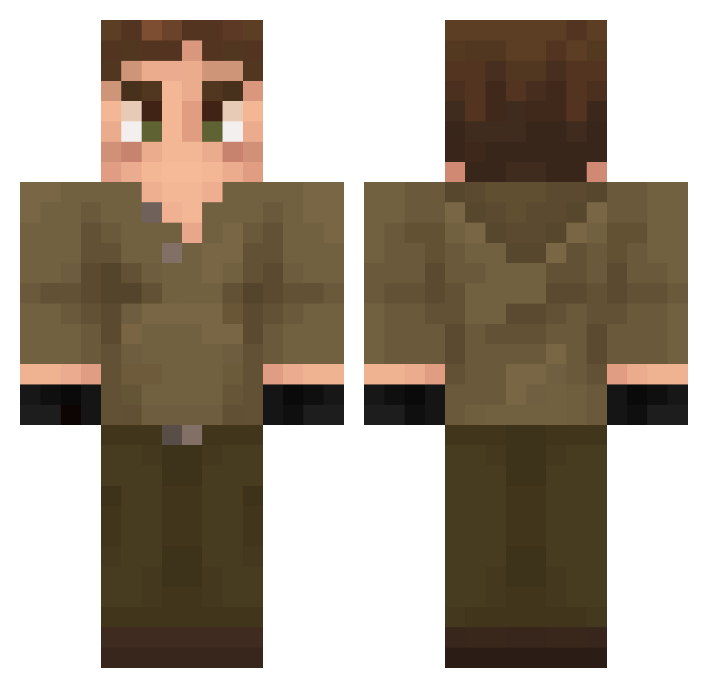 Oxledus Minecraft skin, front and back view