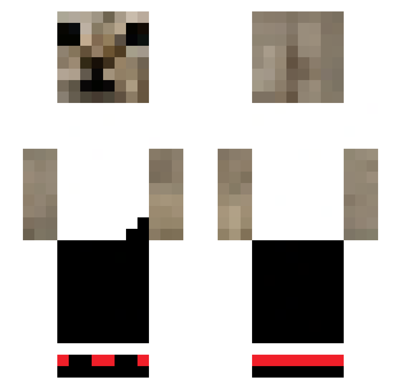 TheAvgJim Minecraft skin, front and back view