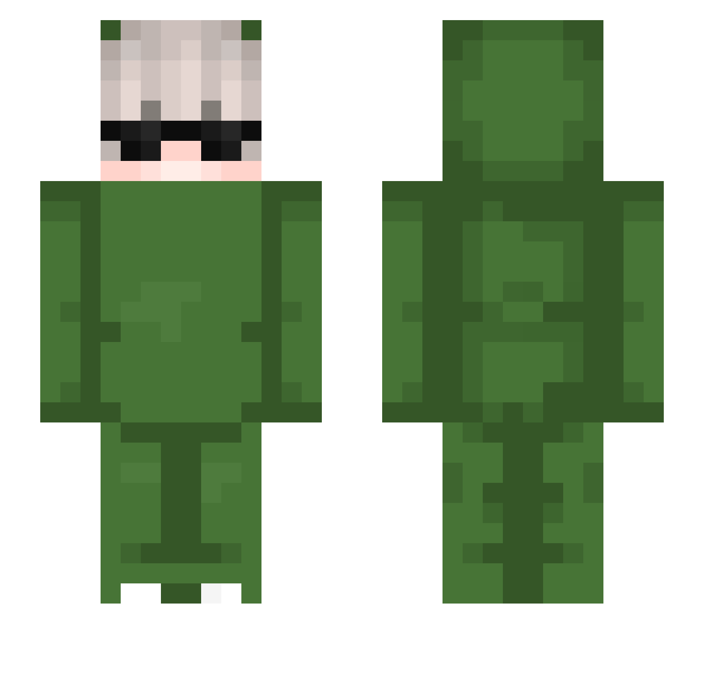 SimpGum Minecraft skin, front and back view