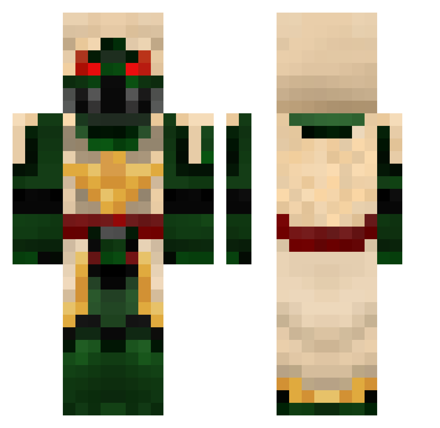 Wazibleh Minecraft skin, front and back view