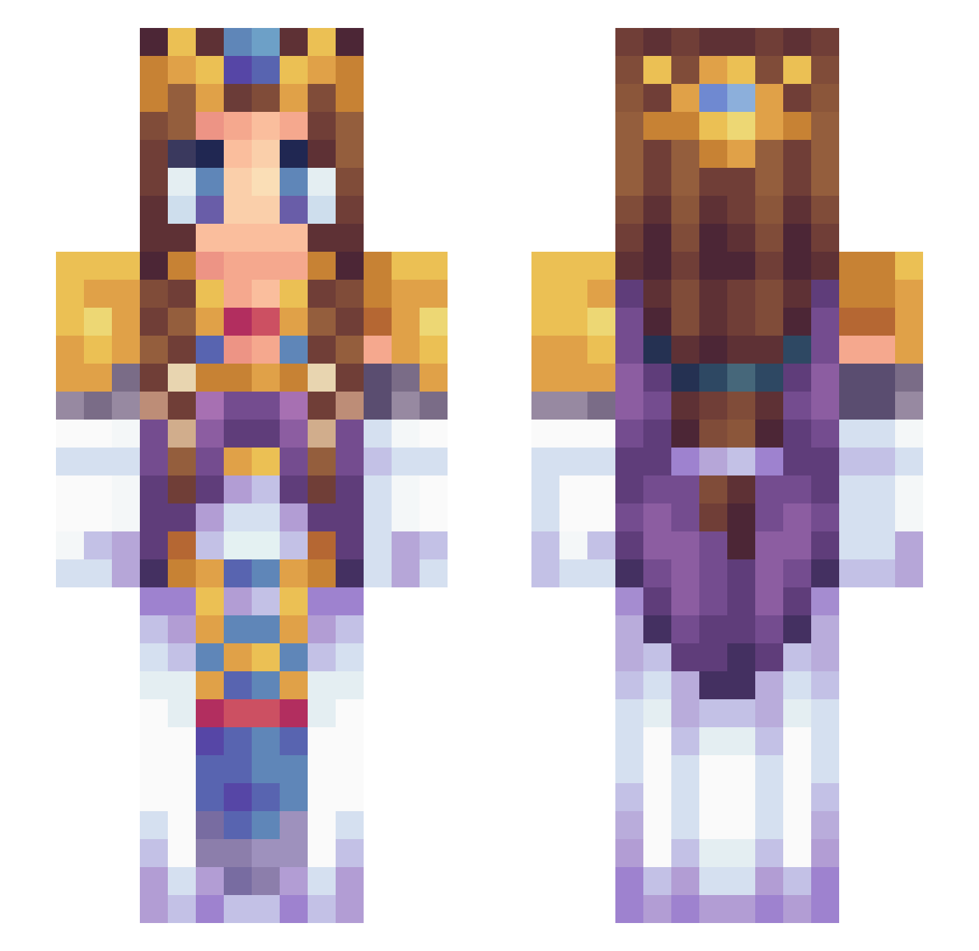 Sombrinha Minecraft skin, front and back view