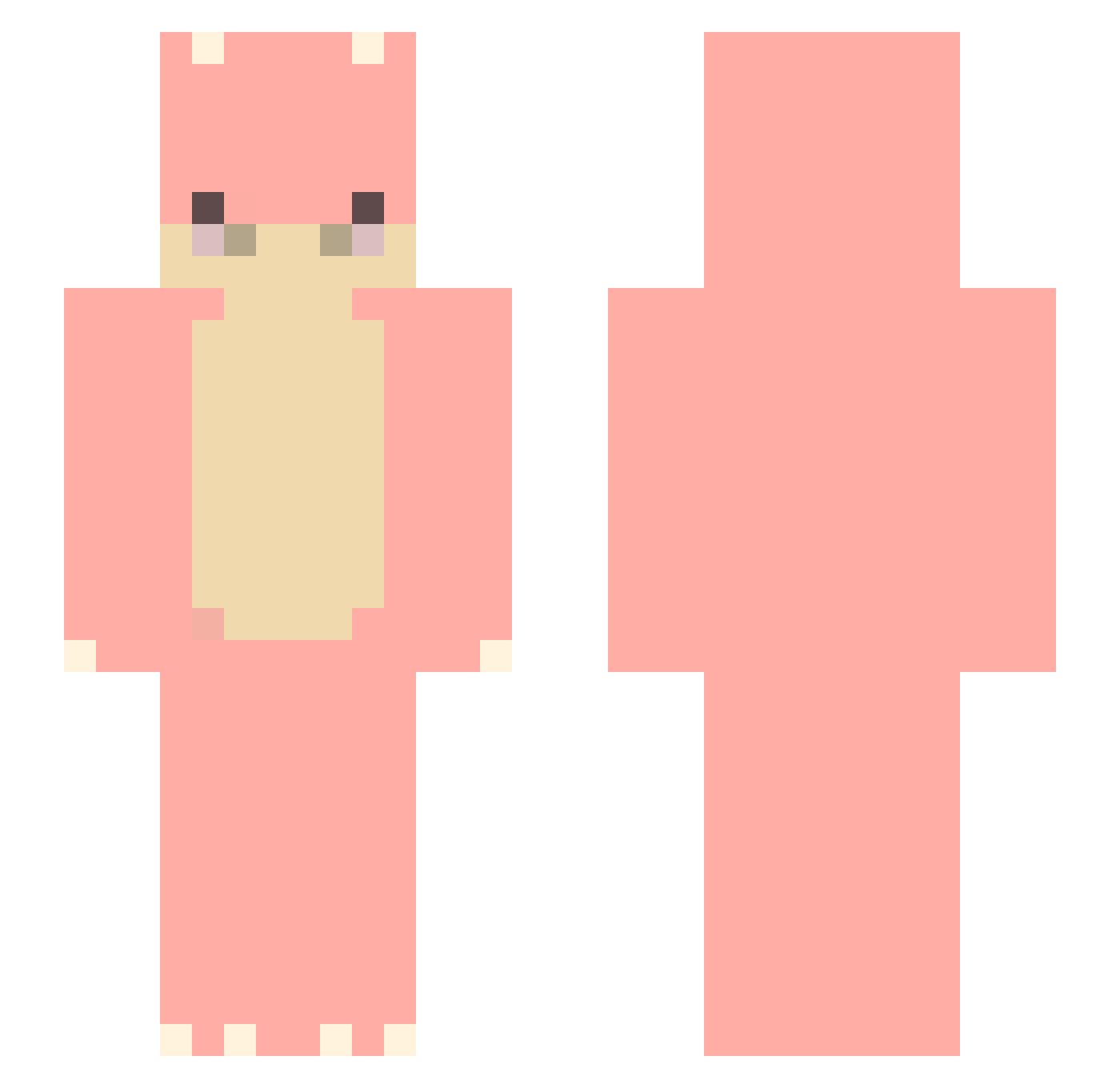 spiergroei Minecraft skin, front and back view