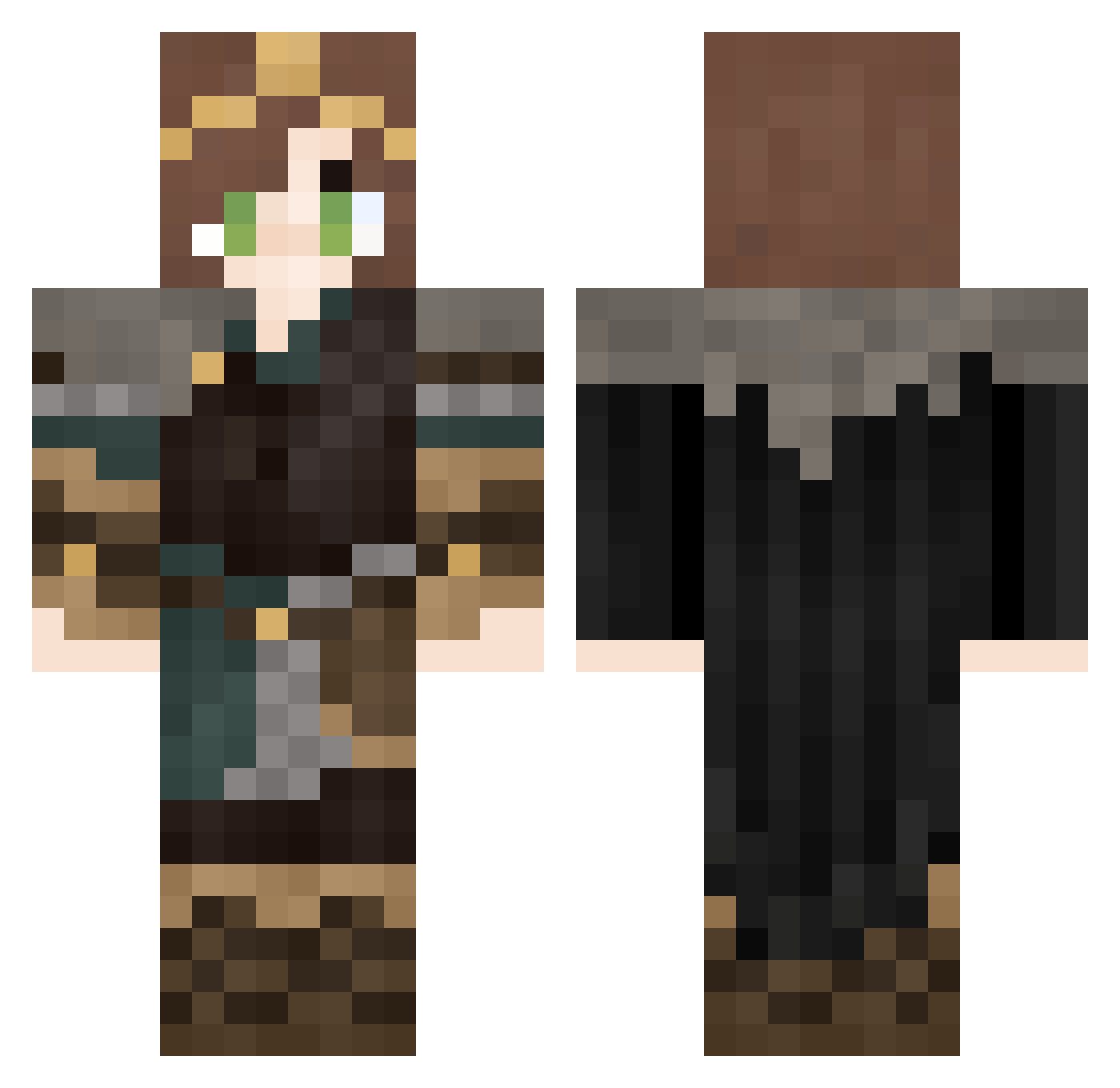 Kitterrui Minecraft skin, front and back view