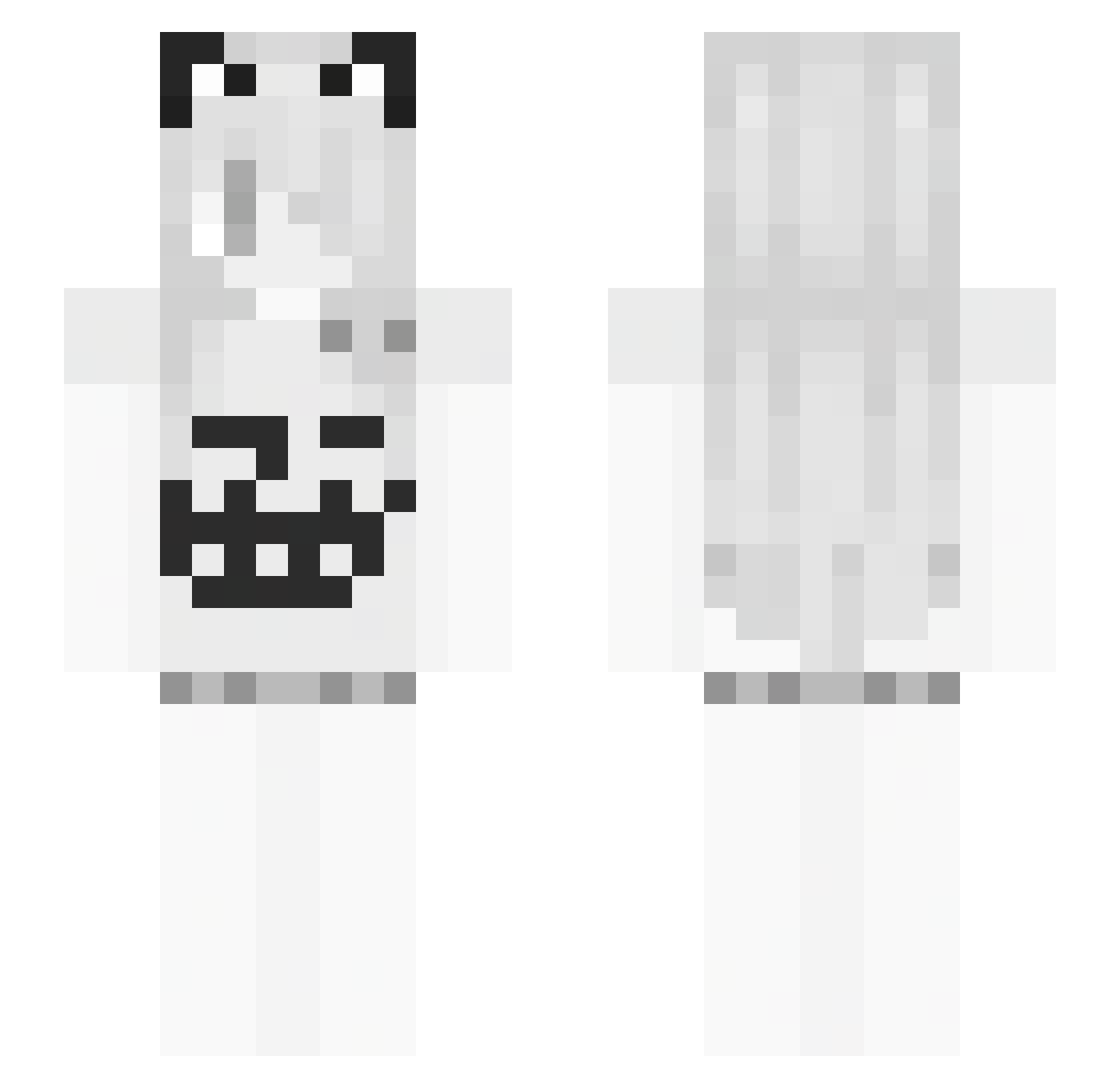 Lacked Minecraft skin, front and back view