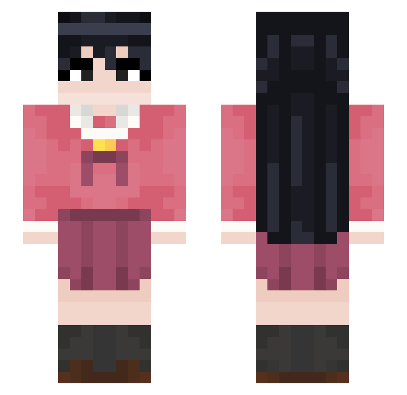 YourResidentBell Minecraft skin, front and back view