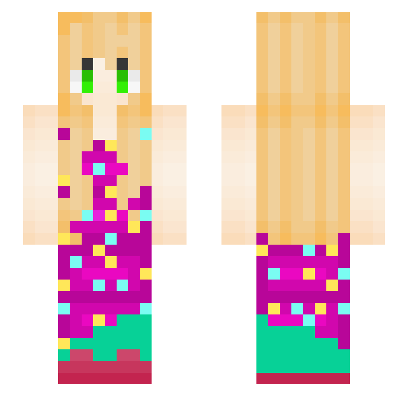 ReallyBLiNdOwL Minecraft skin, front and back view