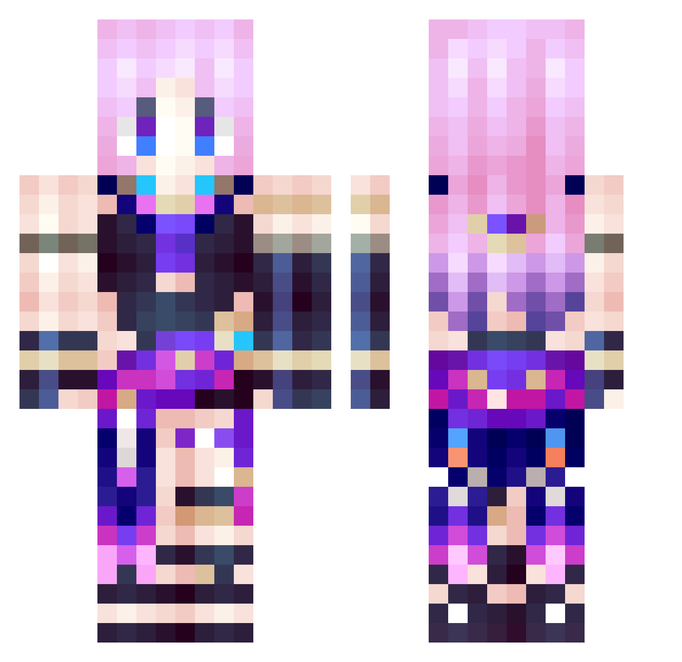 T3nshi0 Minecraft skin, front and back view