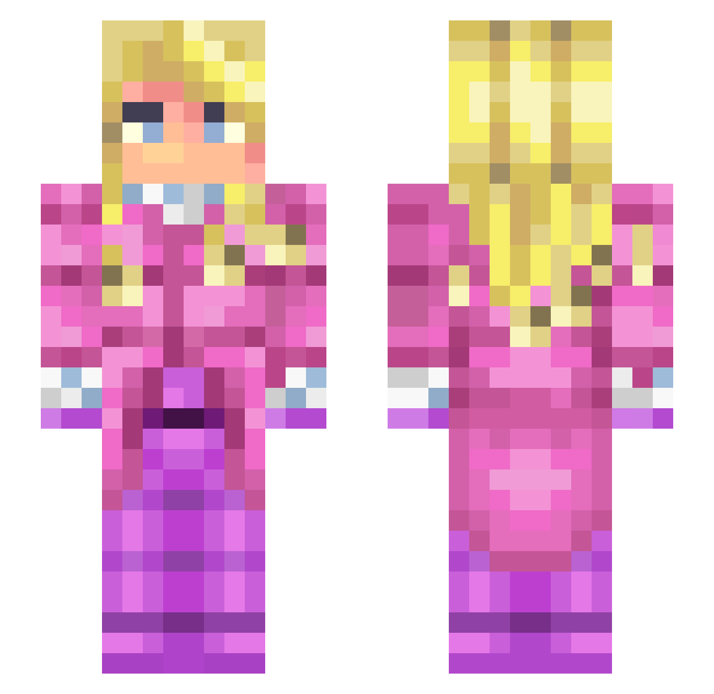 JustInu Minecraft skin, front and back view