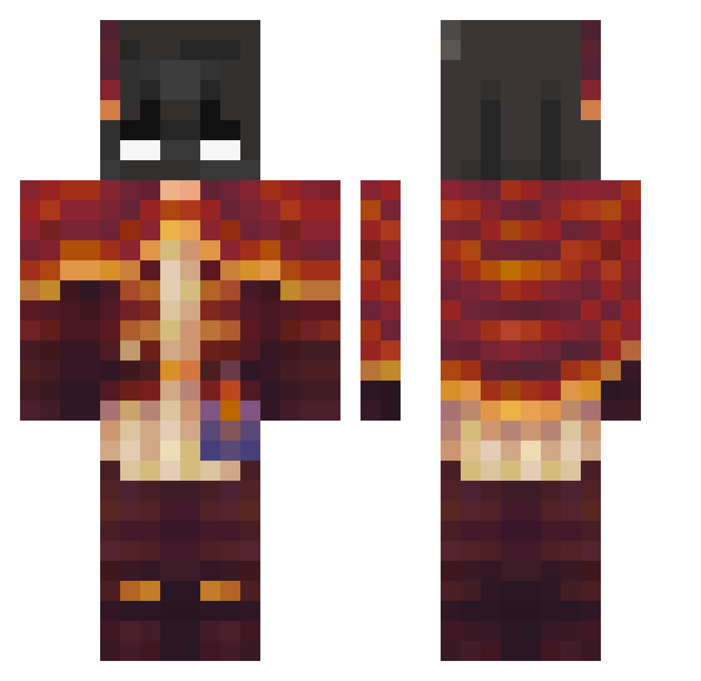 skalpen Minecraft skin, front and back view