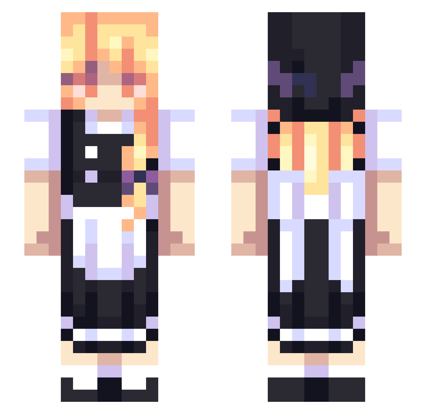YimmyZzz Minecraft skin, front and back view