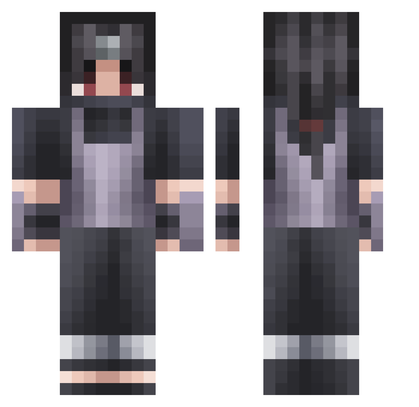 Jaqua01 Minecraft skin, front and back view