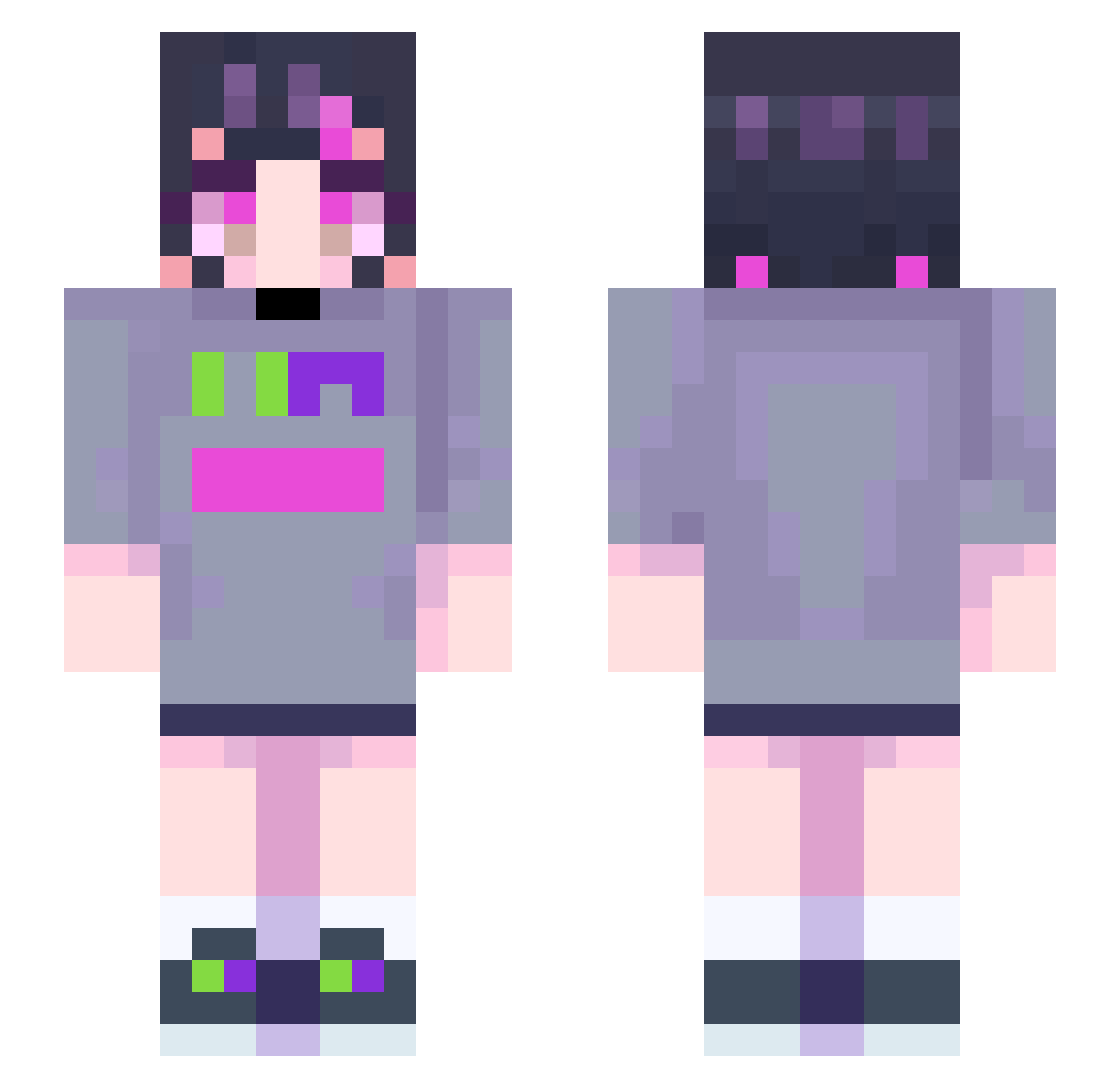 Zeuno Minecraft skin, front and back view