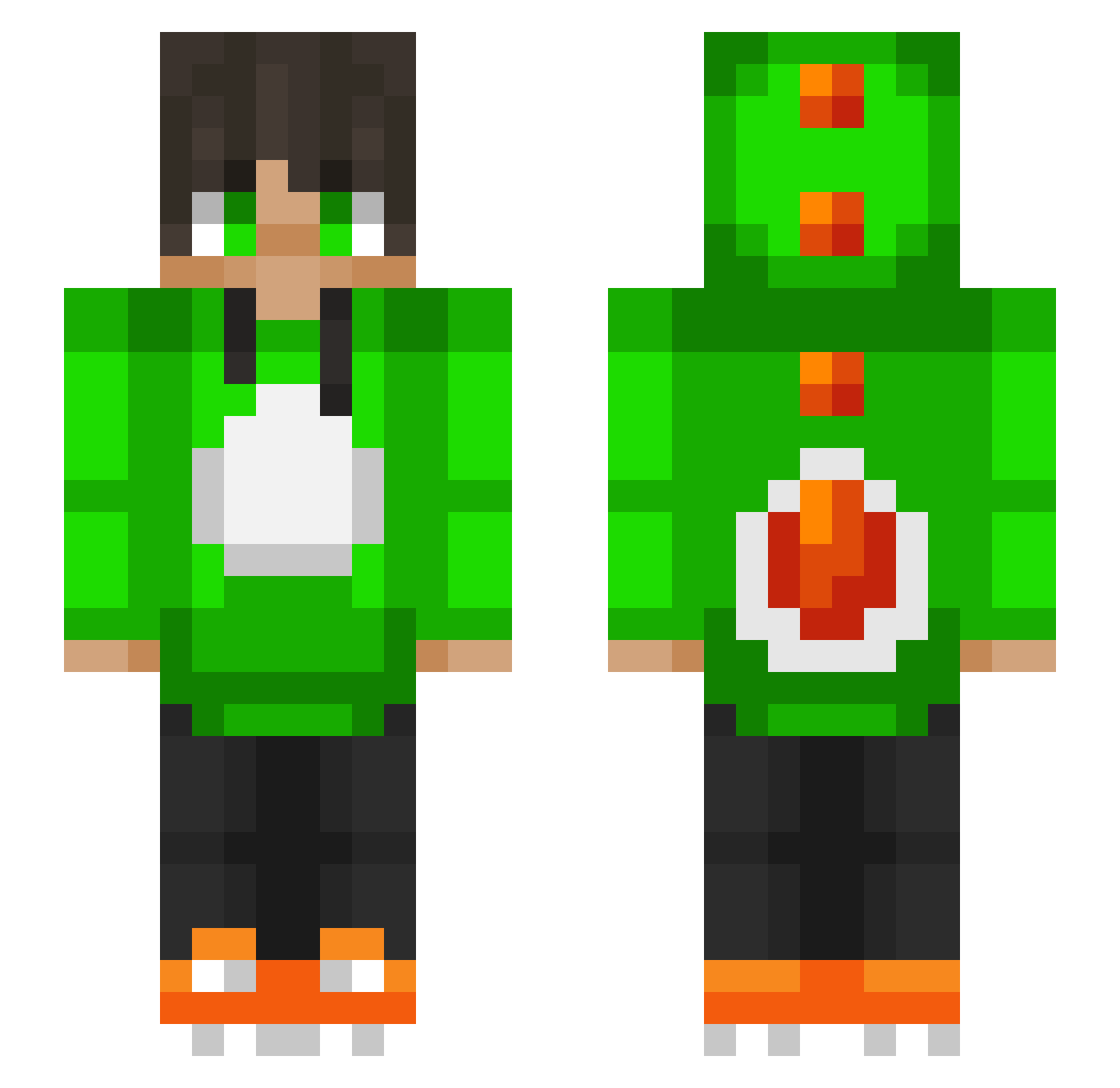TheRealGlower Minecraft skin, front and back view
