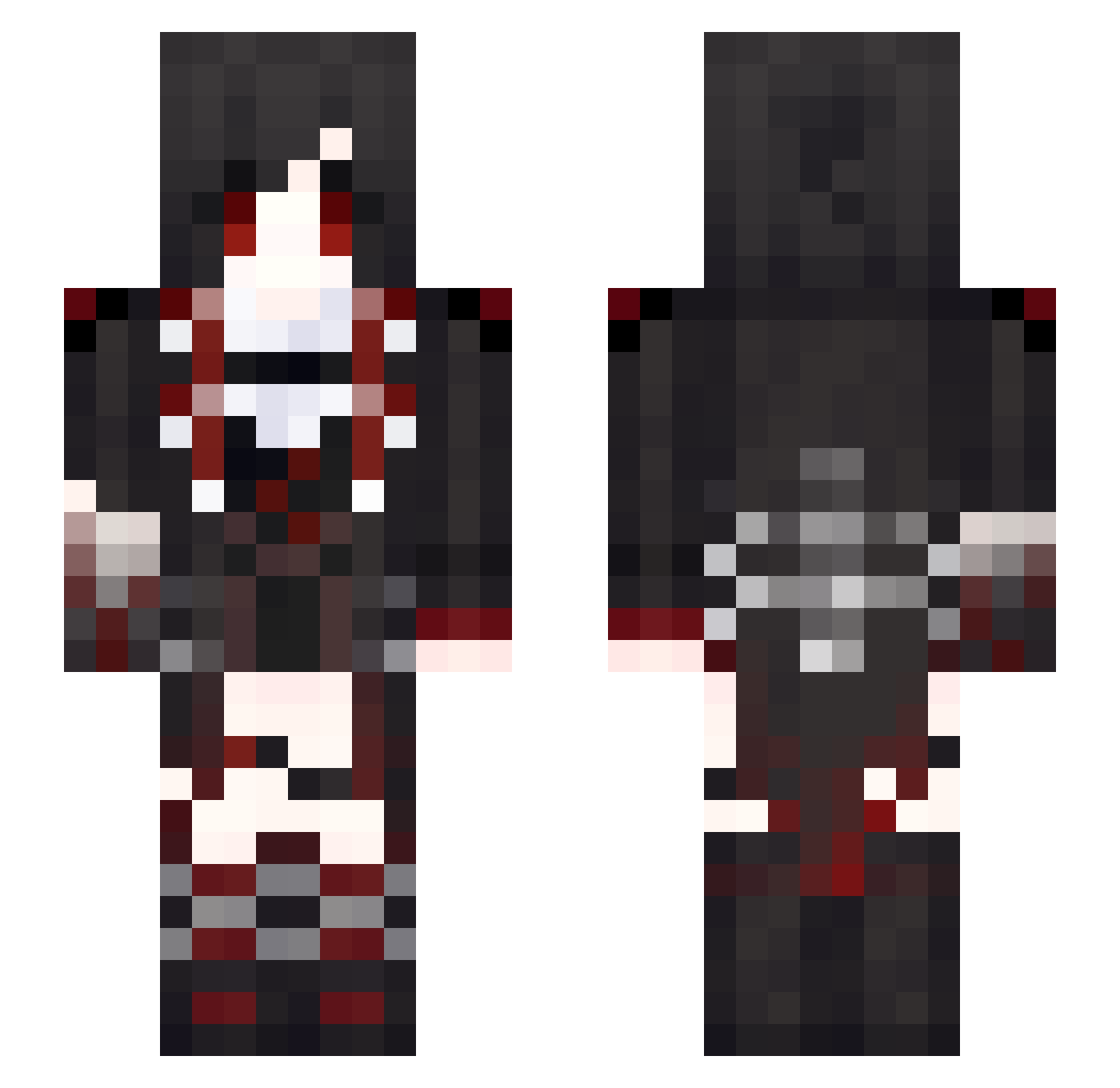 MayDB Minecraft skin, front and back view