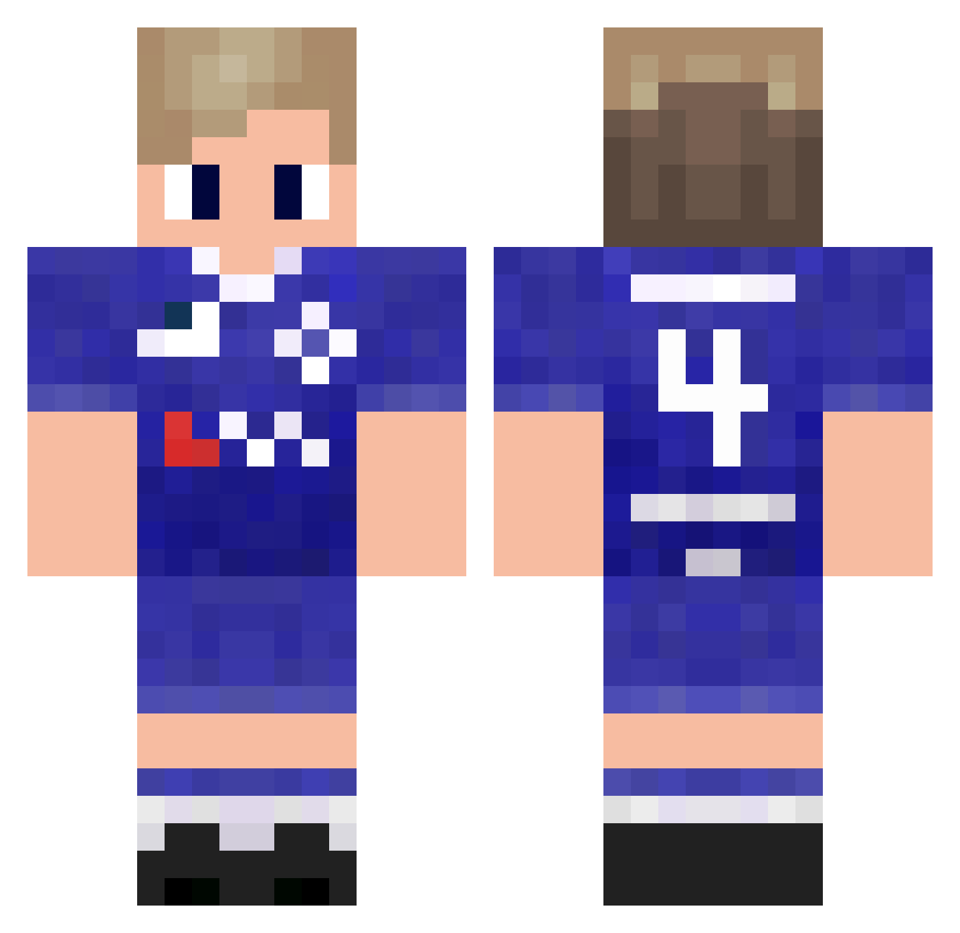 ZerozRxP Minecraft skin, front and back view
