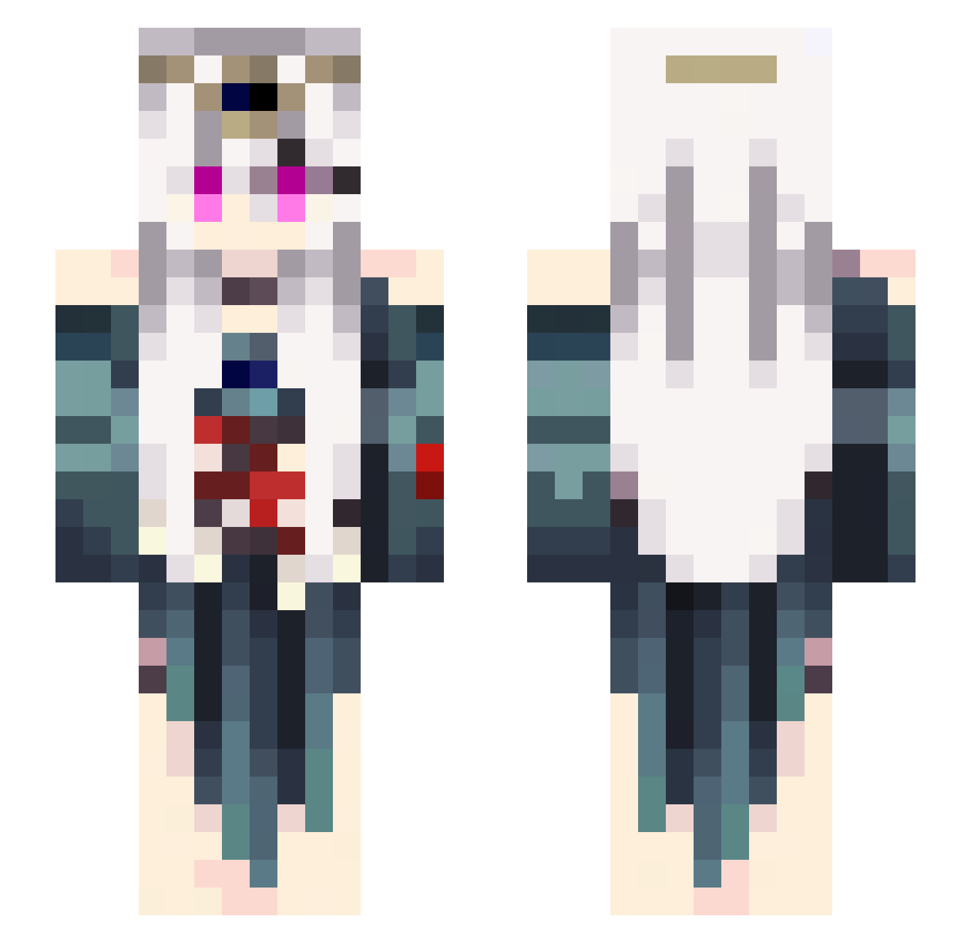Syneria Minecraft skin, front and back view