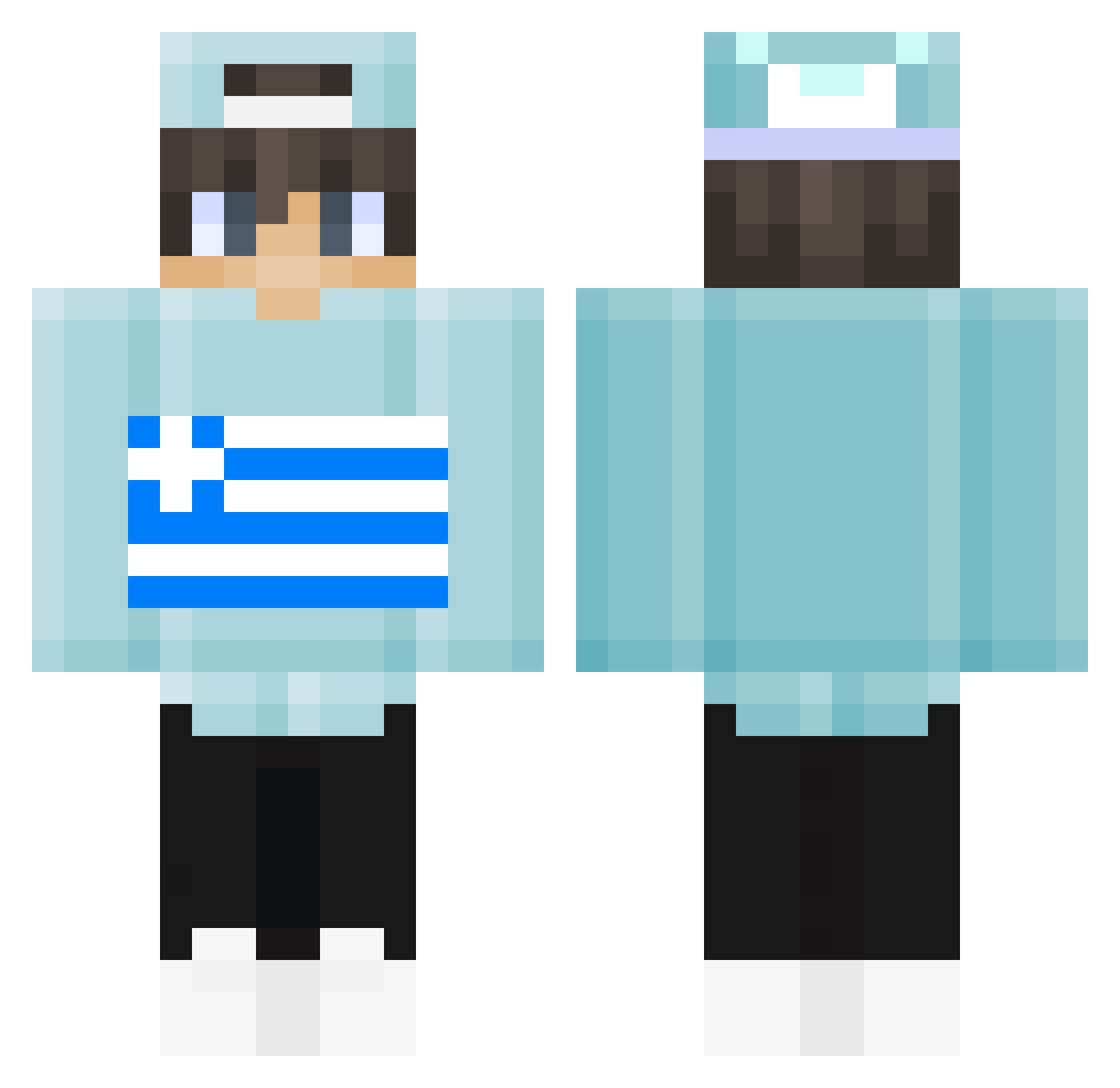 denxrpoioseimai Minecraft skin, front and back view
