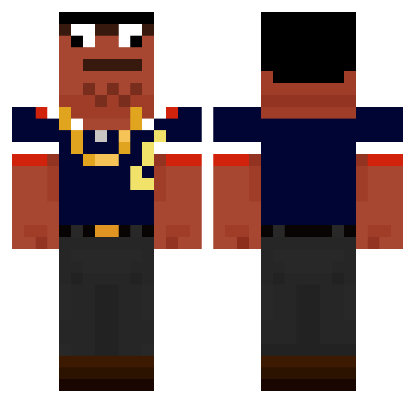kingkongborn Minecraft skin, front and back view