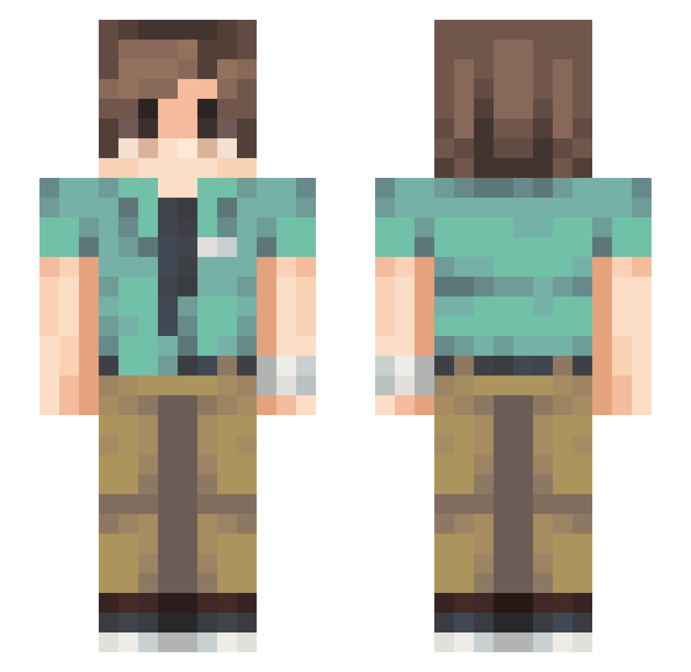 Soviet_Beluga Minecraft skin, front and back view
