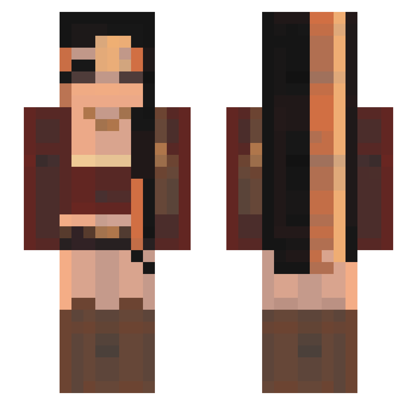 mlayi Minecraft skin, front and back view