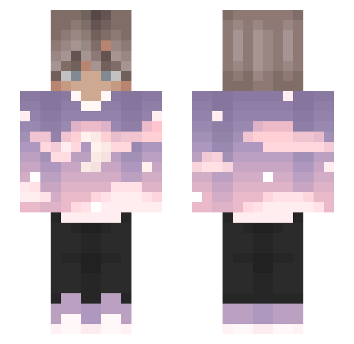 Scarypasta Minecraft skin, front and back view